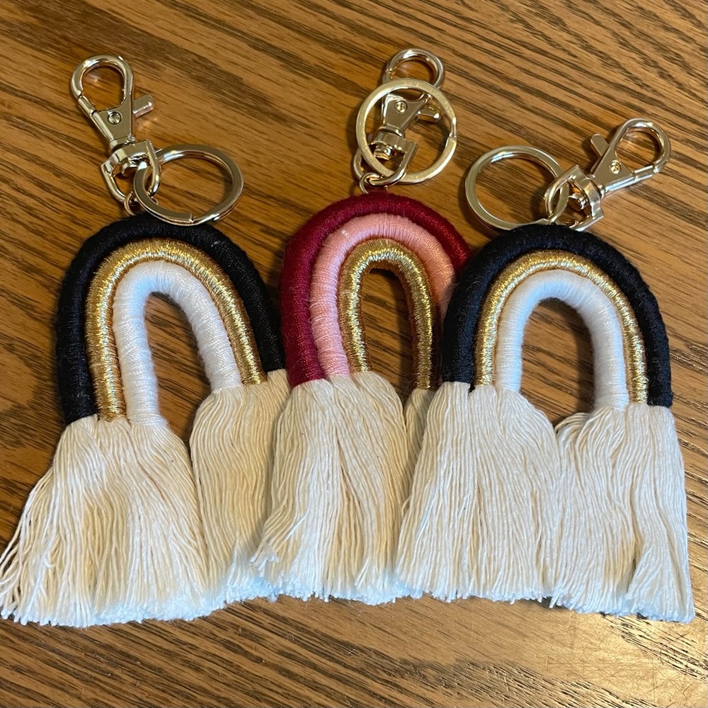 NEW Three Pack of Muted Colors Rainbow Keychains